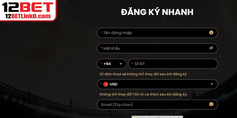 Khuyến Mãi 12BET - Cập Nhật Ưu Đãi Hấp Dẫn Cho Người Chơi 8 Hướng dẫn đăng ký 12BET chi tiết cho người mới