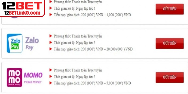 Đăng Ký 12BET - Hướng Dẫn Mở Tài Khoản Nhanh Chóng 7 Việc nạp tiền 12BET đã trở nên cực kỳ thuận tiện và nhanh chóng